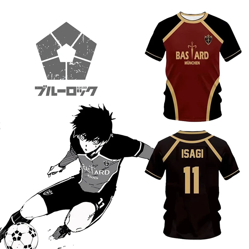 Jersey Futsal Pattern Vl Replika Blue Lock Anime Bastard Munich Summer Men'S And Women'S 3Dt Shirt Casual Sports T Shirt Top - Live Store 4U