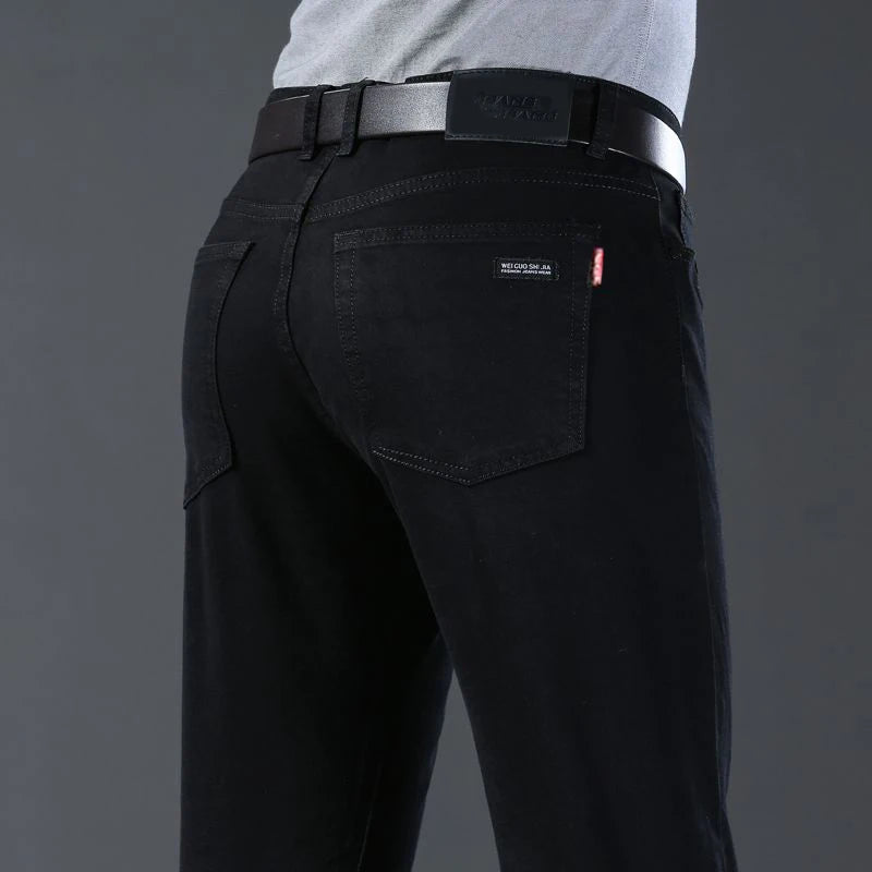 Spring Autumn Vintage Black Business Jeans Men Casual Straight Stretch Classic Work Denim Trousers Korean Comfortable Brand Pant