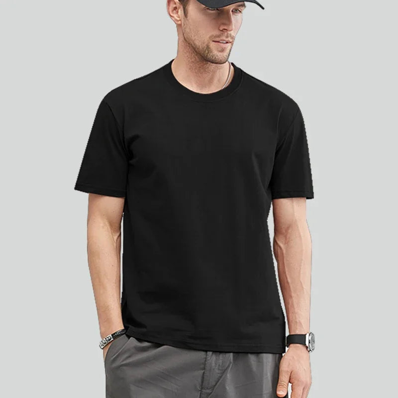 2025 Summer Cotton T-Shirt High Quality Casual Oversize Tee Men Women Short Sleeves Tee Shirt Boys Basic Solid color Sports Tops - Live Store 4U