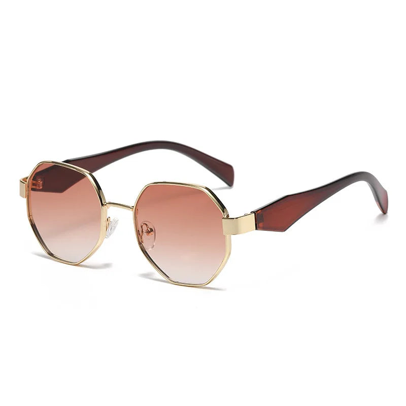 Trendy Polygonal Women's Sunglasses Men Fashion Metal Frame Driving Sun Glasses Female Stylish Outdoor Vacation Shades