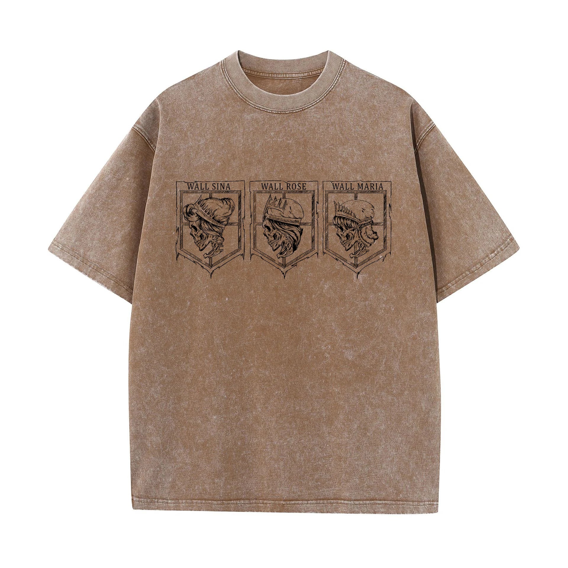 Men Washed Anime Attack On Titan T-Shirt Hip Hop Streetwear Graphic Print Oversize Tshirt Short Sleeve Cotton Loose Vintage Tops - Live Store 4U