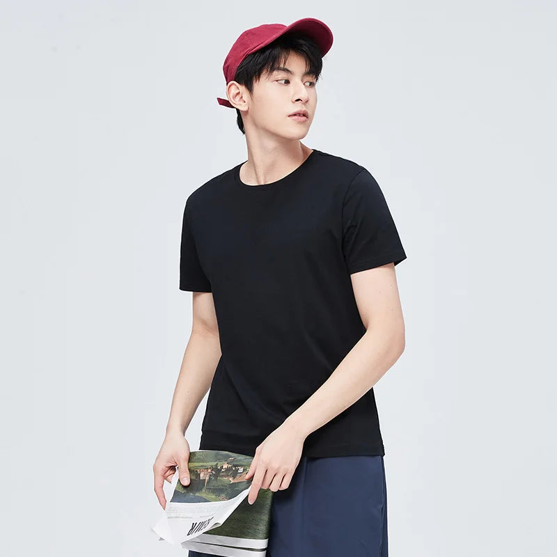 Semir Summer Cotton T Shirts Men 2024 Simple O Neck Stretch Solid New Tops Clothing Casual Tshirt Man Streetwear Cool Tee Shirts - Live Store 4U