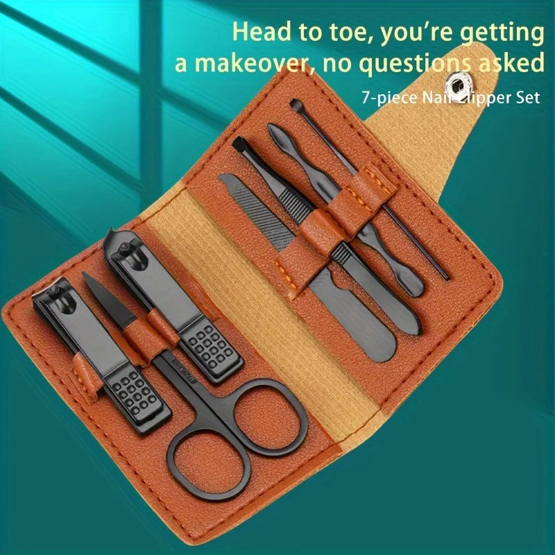 Professional Nail Clippers Set for Men, Stainless Steel Portable Nail Cutter Kit, High Carbon Steel Blade, Portable set