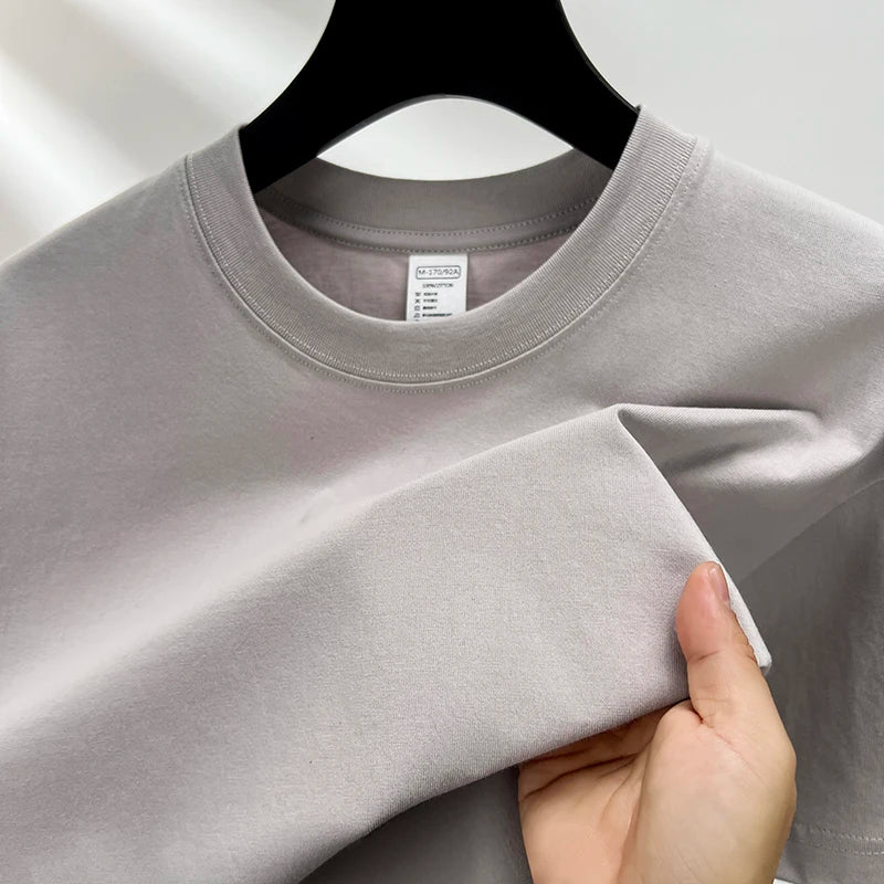 100% pure cotton summer high-end brand men's short sleeve round neck fashionable style half sleeved top breathable T-shirt - Live Store 4U