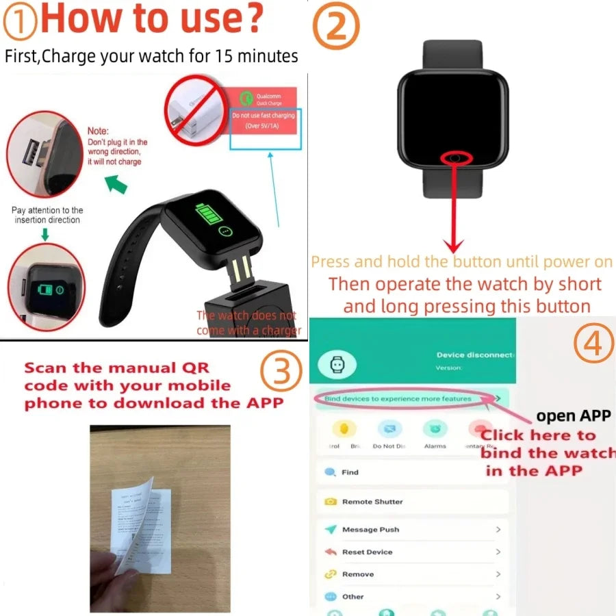 Xiaomi Smart watch Men Women Wristwatches Smart Watch Message Fitness Monitor Bracelet Birthday Gifts Electronic Clock New