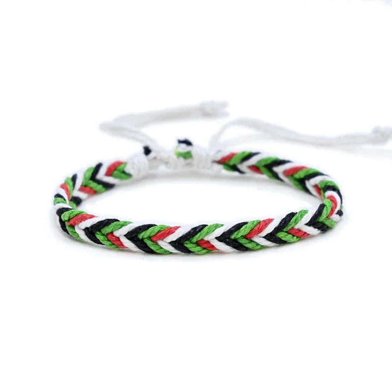 Palestine Bracelet for Men Women Geometric Polka Dot Multicolor Hand Weave Arabic Style Gaza Flag Jewelry Accessories Bracelets
