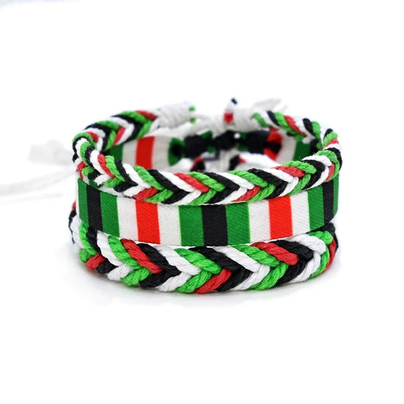 Palestine Bracelet for Men Women Geometric Polka Dot Multicolor Hand Weave Arabic Style Gaza Flag Jewelry Accessories Bracelets