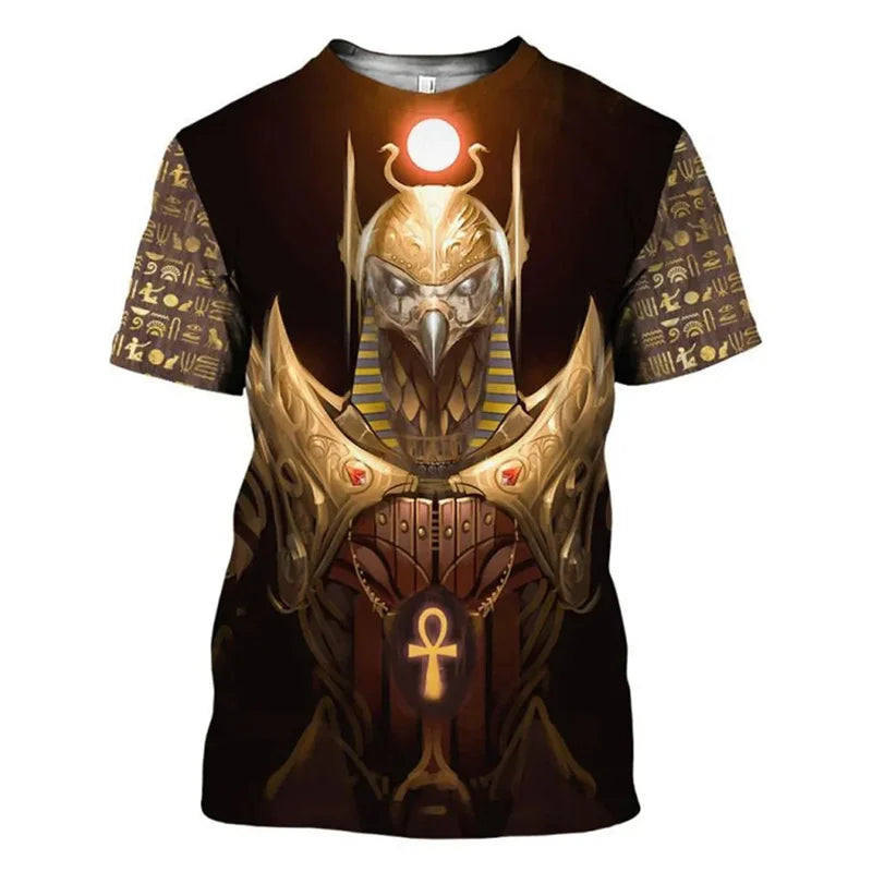 Ancient Egypt Goddess T Shirt For Men Vintage 3D Printed Egyptian Short Sleeve Summer Street T-Shirts Fashion Loose Tops Tees