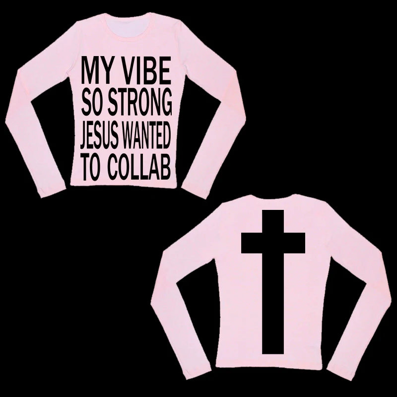 Vintage Harajuku Gothic Hip Hop Emo Girl Casual Long Sleeve Tee Sexy Slim Chic Print Crop Top Grunge Punk Women's Y2K Streetwear