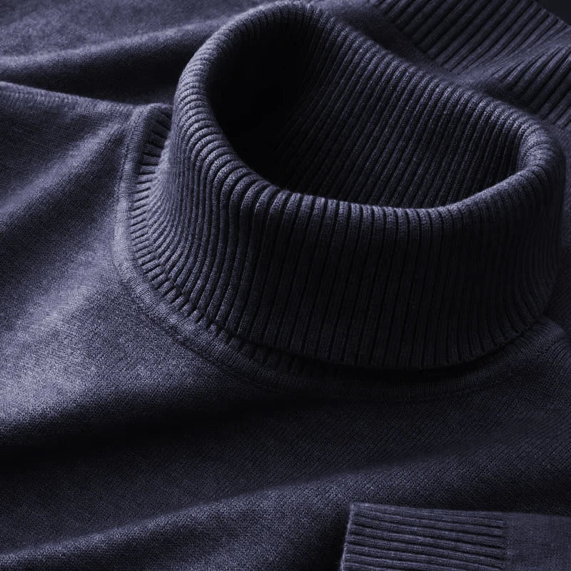 New Mens Knitted Sweaters Solid Color Turtleneck Breathable Pullovers Warm Outdoor Basic Streetwear autumn Business Tops - Live Store 4U