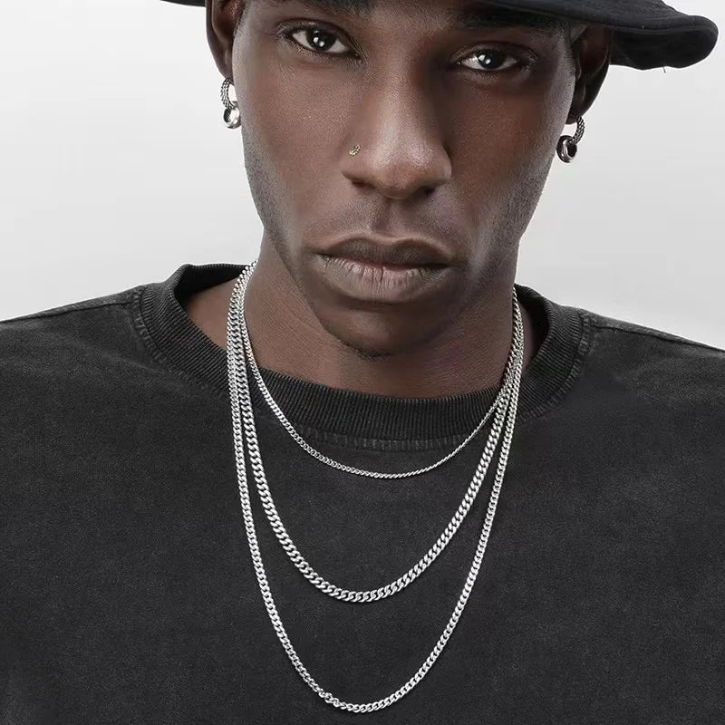 Hip Hop Cuban Chain Necklace Rock Stainless Steel Basic Chain Men Necklace Simple Necklace For Women Fashion Party Jewelry - Live Store 4U