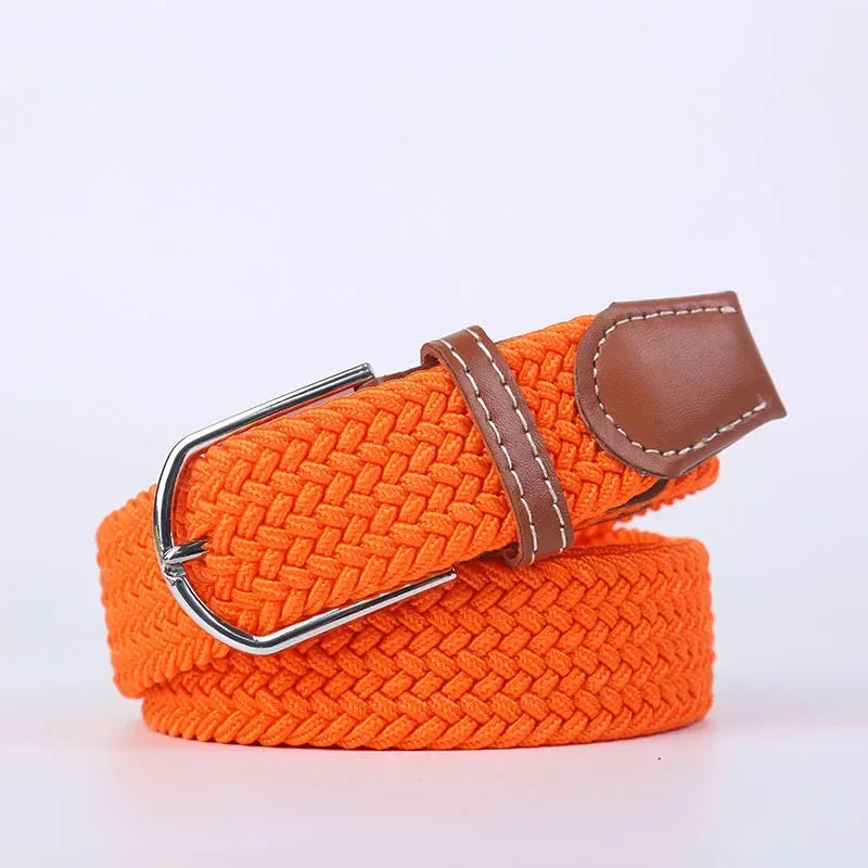 107/120/130cm UNISEX Casual Knitted Pin Buckle Women Belt Woven Canvas Elastic Expandable Braided Stretch Jeans Belts for Men - Live Store 4U