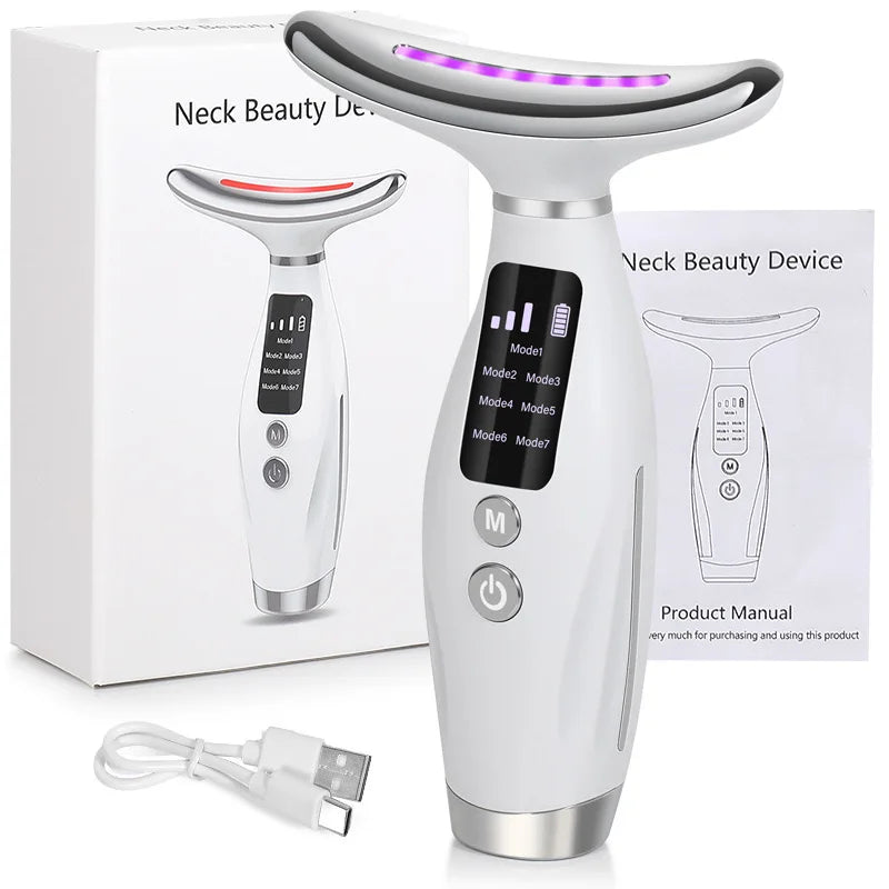 7 Color Galvanic Machines - Red Light Therapy for Face and Neck, Face Massager Tool for Wrinkles, Double Chin, Vibrating Facial