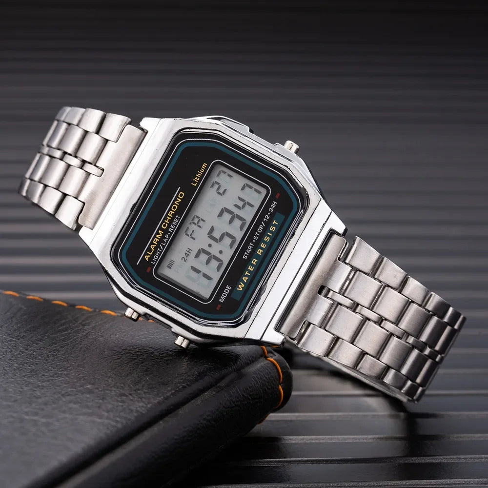 New Women Men Unisex Watch Gold Black Vintage LED Digital Sports Military Wristwatches LED Electronic Digital Present Gift Male