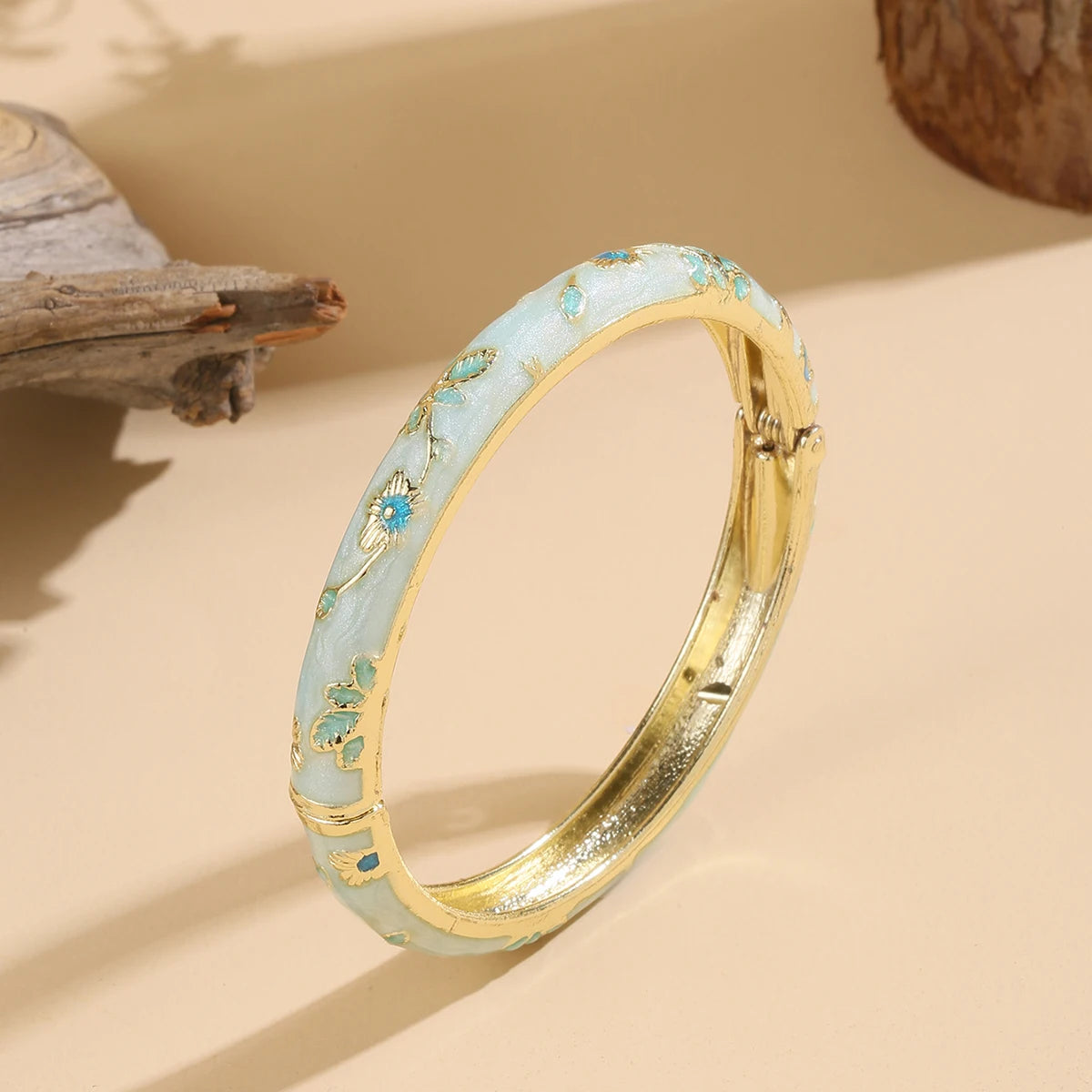 FTCY Vintage Bracelet For Women Small Flower Ethnic Style Cloisonne Bangles Women's Elegant Jewelry Gifts