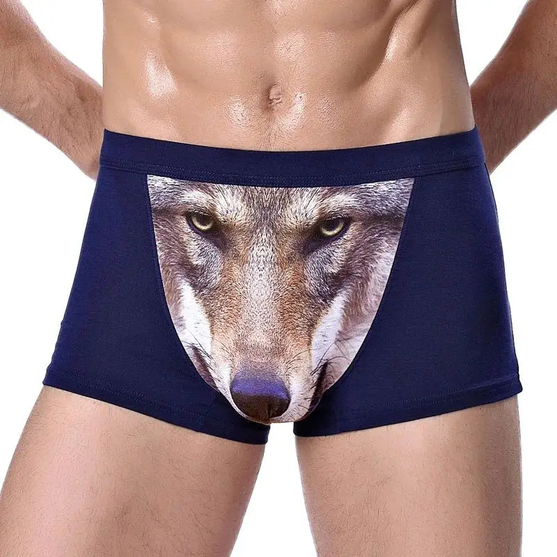 Boxer Men Underpants Modal Men's Wolf Eagle Panties Cartoon Animal Funny Hombre U Pouch Bulge Underwear Men Lingerie Gift