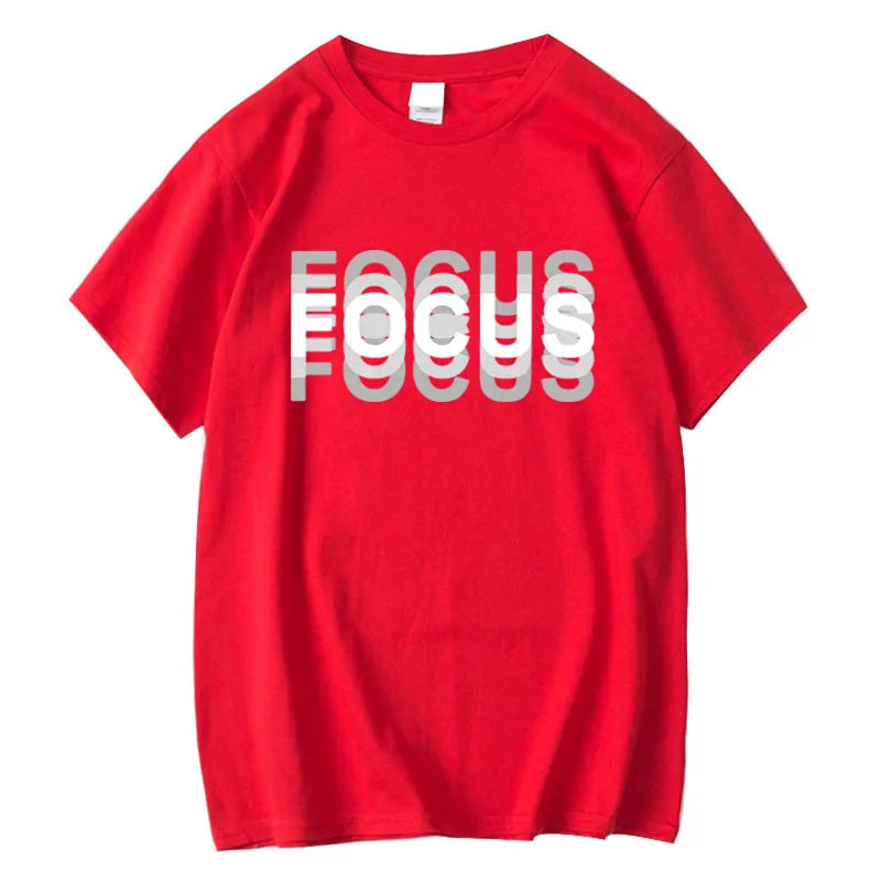 Summer Men's 100% Cotton High Quality Casual Sports Loose Oversized Funny Focus Print Round Neck Short Sleeved T-shirt Tops - Live Store 4U