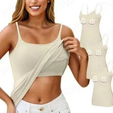 Padded Bra Tank Top Women Modal Spaghetti Solid Cami Top Vest Female Adjustable Camisole With Built In Bra Fitness Clothing - Live Store 4U