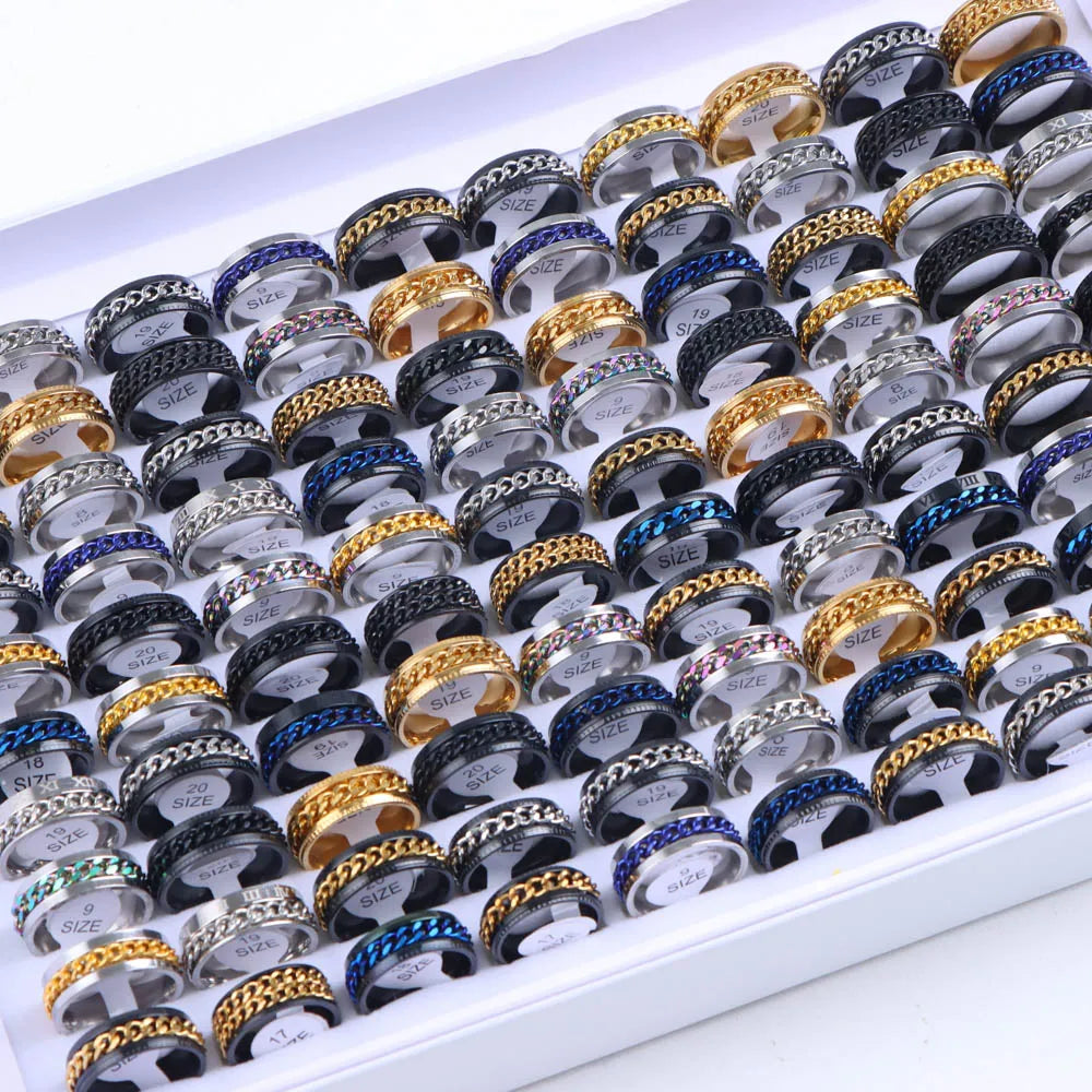 10pcs/lot Wholesale Fashion Simple Stainless Steel Ring For Men Women Beautiful Trendy Punk Jewelry Vintage Birthday Party Gifts - Live Store 4U