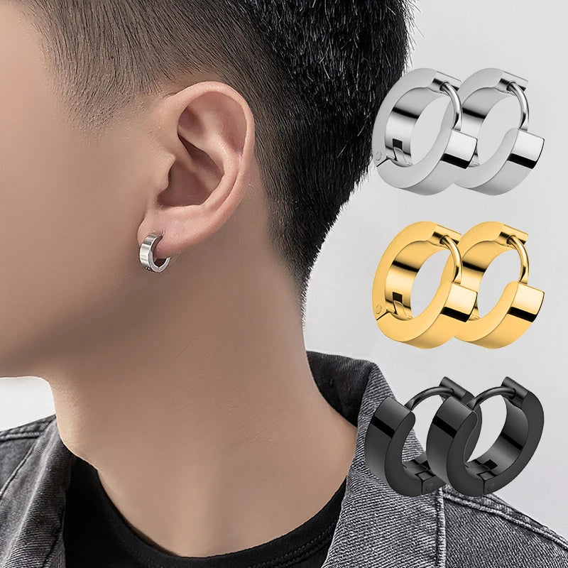 1 Pairs Multi Types Unisex Black Gold Color Stainless Steel Earring For Women Men Punk Gothic Piercing Fake Earrings Jewelry - Live Store 4U