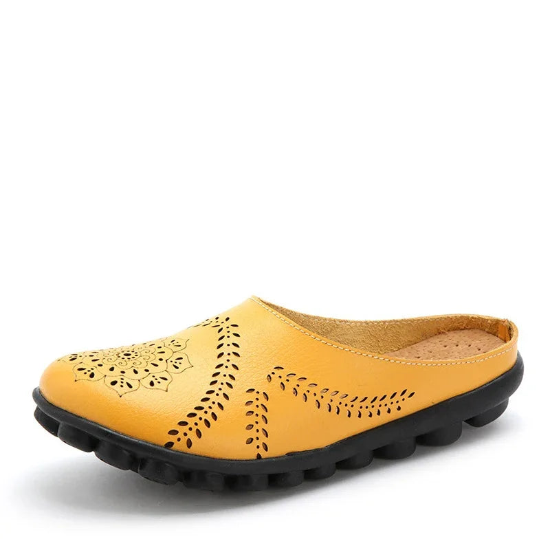 2023 Summer Shoes Woman Genuine Leather Women Flats Hollow Women's Loafers Female Solid Shoe Size 35-44 Sneakers Shoes