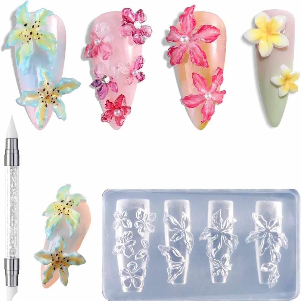 1 set Cute Ballet Bows Nail Art Molds Tools for Charms Exquisite Template Decorations Supplies for Carving Tool DIY Accessories