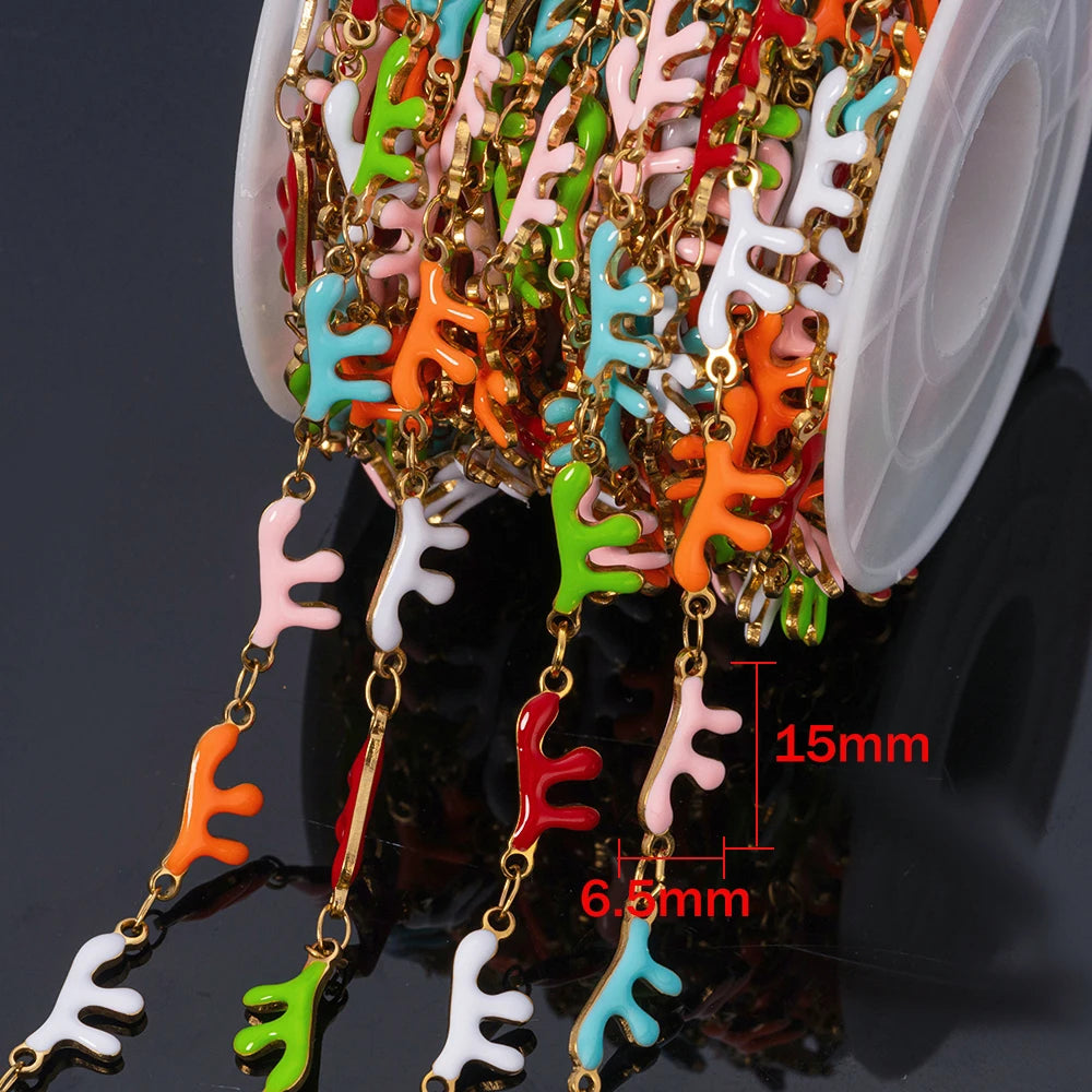 1Meter Stainless Steels Enamel Ocean Animal Charms Chains for DIY Necklaces Making Jewelry Findings Bracelets Anklet Component