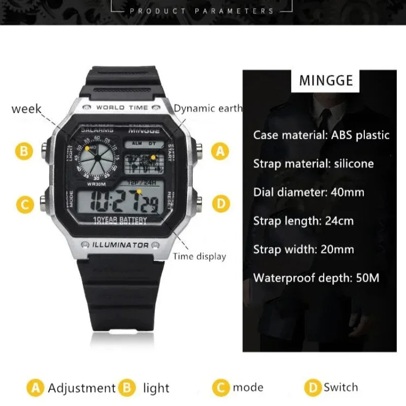 Digital Mens Watches Sports Luminous Chronograph Waterproof Ultra-thin Male Electronic Wrist Watches Relogio Masculino Hombre