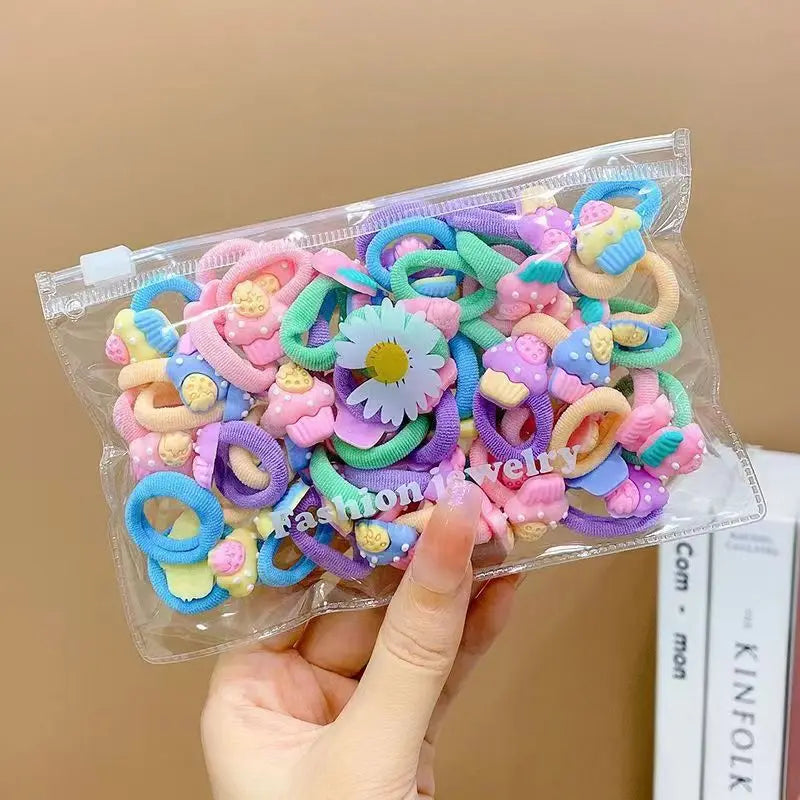 10/20Pcs/Set Cute Cartoon Rubber Elastic Hair Bands Girls Not Hurt Hair Small Scrunchie Kids Sweet Hair Ties Hair Accessories