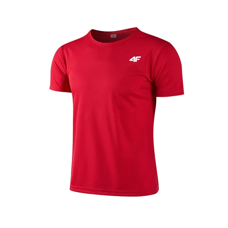 Men's Summer Exercise Trainning T-shirt High Quality Breathable Quick Dry Short Sleeved Top Marathon Gym Fitness Basketball Tees - Live Store 4U