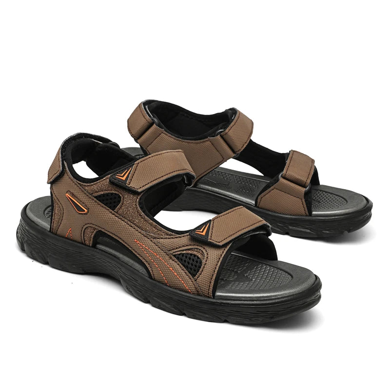 Mens Sports Sandals Outdoor Hiking Waterproof Beach Sports Mens Sandals Summer Open Toe Adjustable Laces