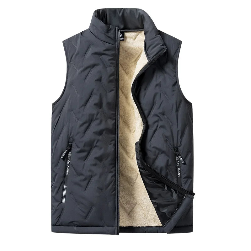 Autumn and winter fashion men's cotton vest jacket casual multifunctional plus size warm standing collar sleeveless men's top - Live Store 4U