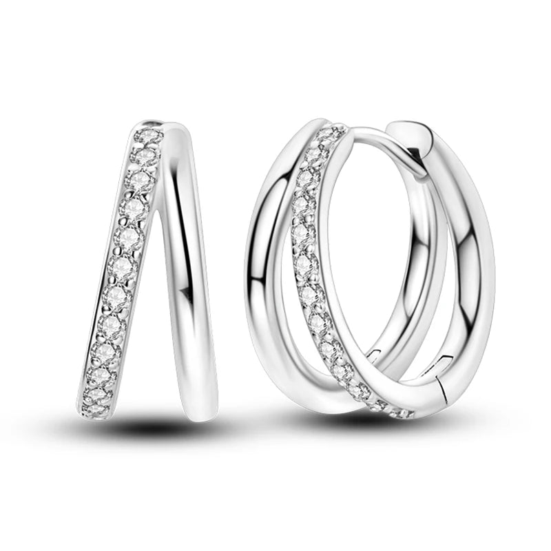 925 Sterling Silver Star Moon Hoop Earrings Sparkling Cubic Zircon Clover Earrings For Women Pretty Wedding Party Jewelry Gifts