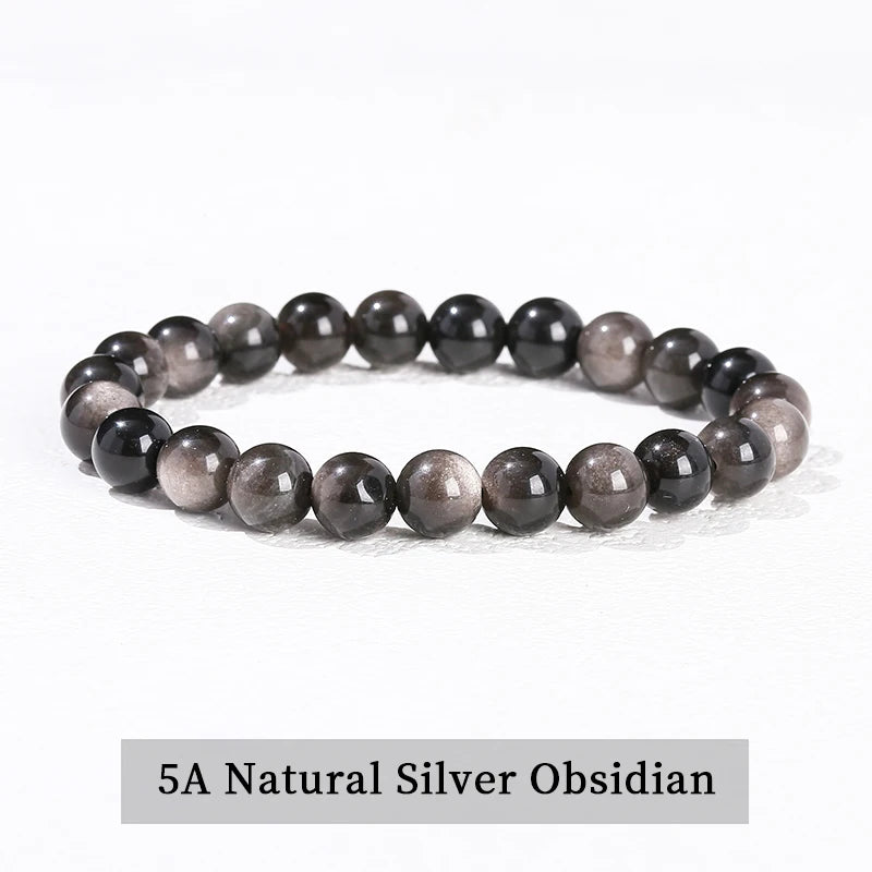 JD 6 8 10mm Natural Stone Beaded Bracelet Obsidian Fluorite Quartz Jasper Healing Beads Bangles Women Men Stretch Yoga Jewelry - Live Store 4U