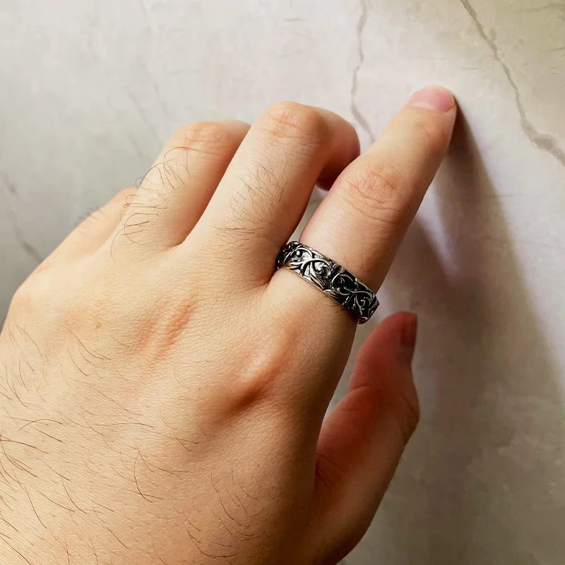 Retro Eternal Vine Ring Silver Color Punk Gothic Vintage Open Ring For Men Women Handmade Designer Jewelry Unisex Accessories - Live Store 4U