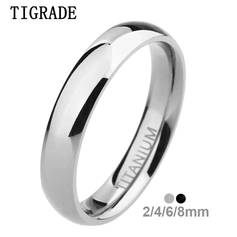 TIGRADE 2/4/6/8mm Mens Wedding Band Polished Women Titanium Simple Engagement Classic Rings Black Silver Color Lady anel 3-15 - Live Store 4U