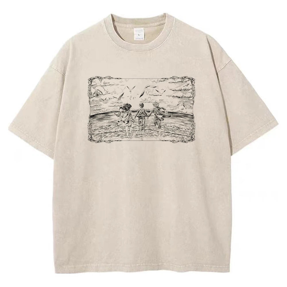 Men Washed Anime Attack On Titan T-Shirt Hip Hop Streetwear Graphic Print Oversize Tshirt Short Sleeve Cotton Loose Vintage Tops - Live Store 4U