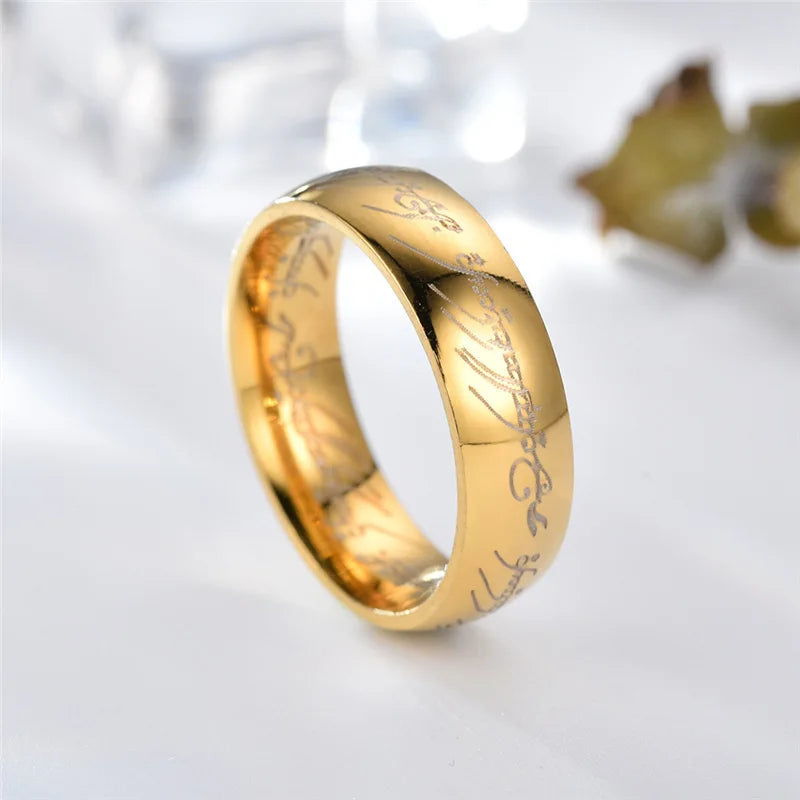 6MM Stainless Steel Laser Engraving Exquisite Couples Wedding Rings, Men And Women Fashion Movie Jewelry Gifts Wholesale - Live Store 4U