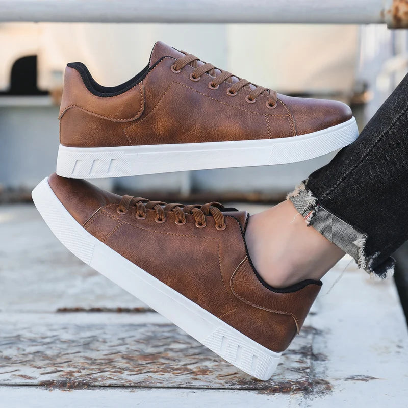 Casual Shoes Loafers British Leather Sneakers Flats Shoes Classic Men Leather Shoes Spring Summer New Trendy All-match Platform