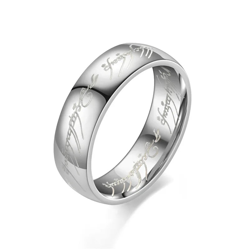 6MM Stainless Steel Laser Engraving Exquisite Couples Wedding Rings, Men And Women Fashion Movie Jewelry Gifts Wholesale - Live Store 4U