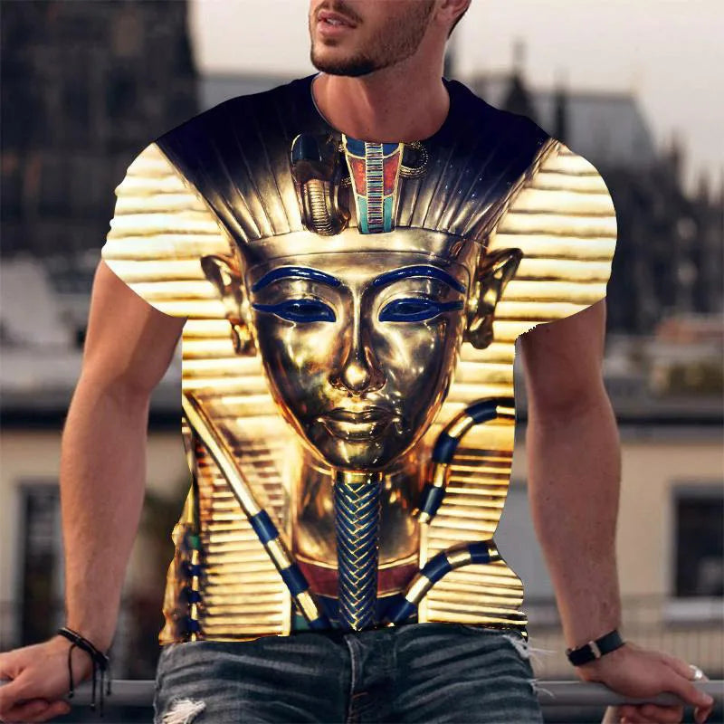 Ancient Egyptian Pharaoh 3D Print T-Shirts Men Women Summer Short Sleeve T Shirt Oversized Tees Harajuku Y2k Tops Kids Clothing