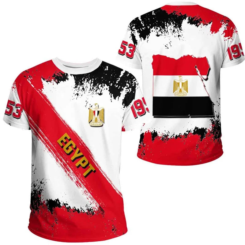 Egypt Pattern T-shirt Summer African 3D Printed Coat Of Arms T Shirts For Men Casual Crew Neck Tees Sports Loose Short Sleeves
