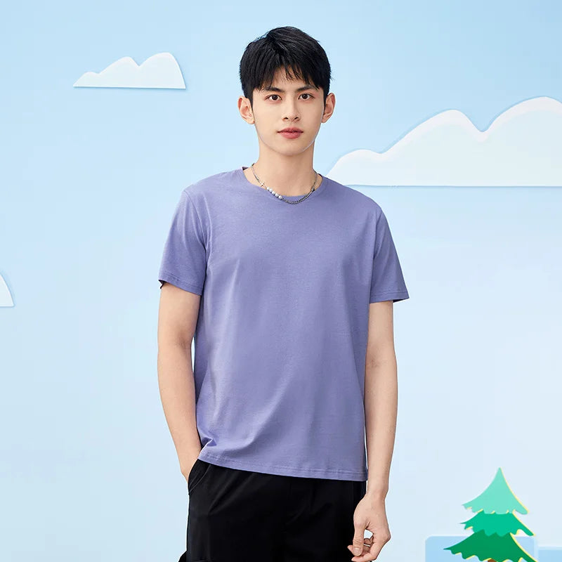 Semir Summer Cotton T Shirts Men 2024 Simple O Neck Stretch Solid New Tops Clothing Casual Tshirt Man Streetwear Cool Tee Shirts - Live Store 4U
