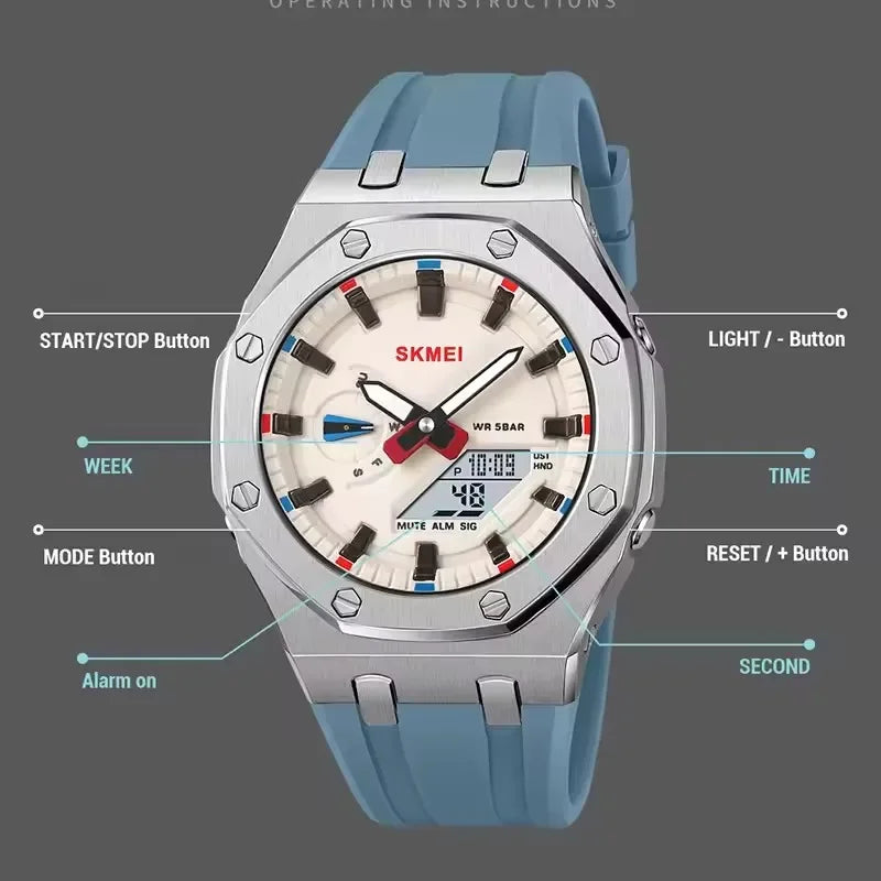 SKMEI 2243 Men's Watch Student Electronic Watch Multi functional Sports Waterproof Night Glow Electronic Watch