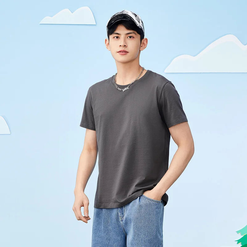 Semir Summer Cotton T Shirts Men 2024 Simple O Neck Stretch Solid New Tops Clothing Casual Tshirt Man Streetwear Cool Tee Shirts - Live Store 4U