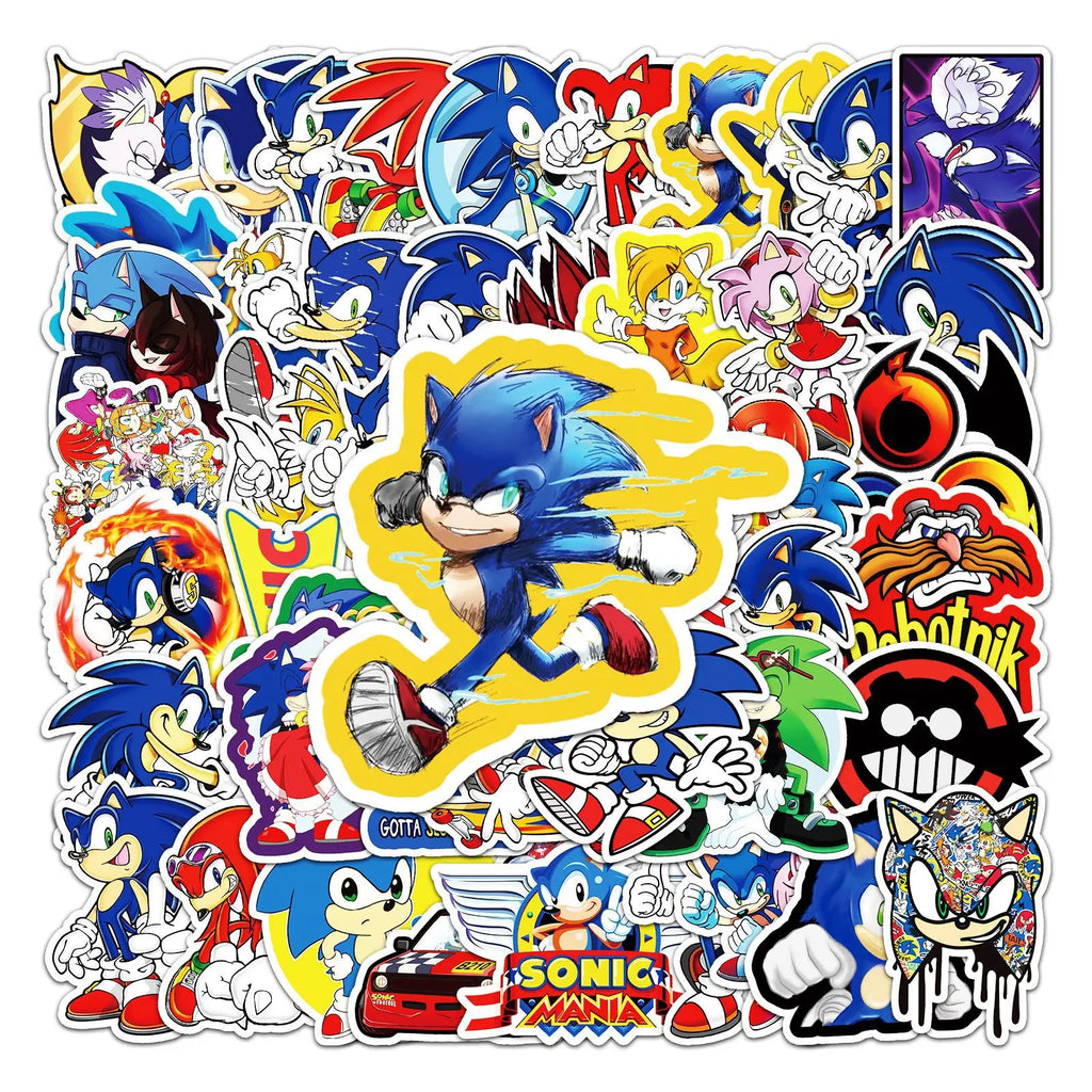 50-100Pcs/Set Cartoon Sonic Stickers Hedgehog Anime Toys Cartoon Graffiti Sticker for Water Bottle Laptop Luggage