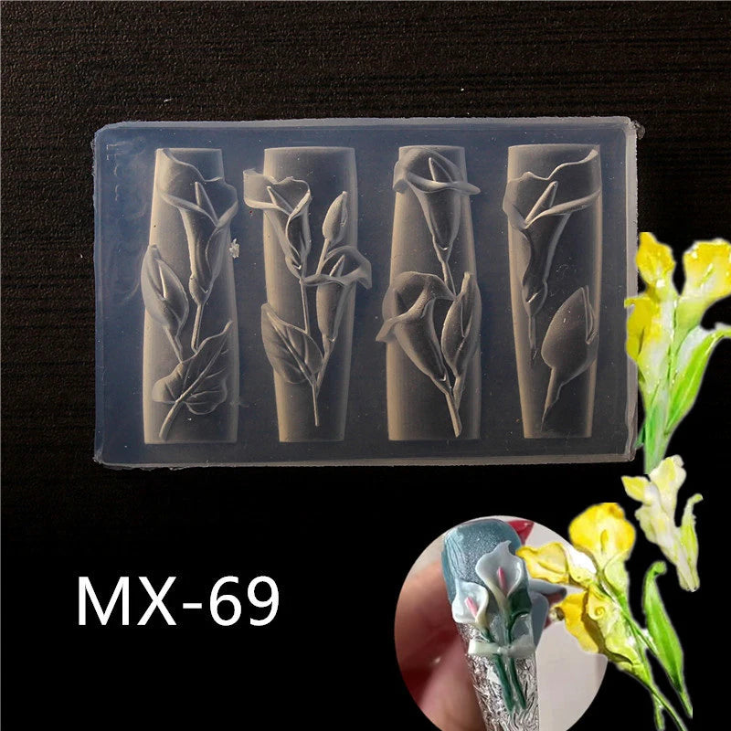 1 Pcs Tulip Sea Shell Jellyfish Goldfish Starfish 3D Acrylic Nail Mold Nail Decorations DIY Silicone Manicure Mold Nail Art Mold