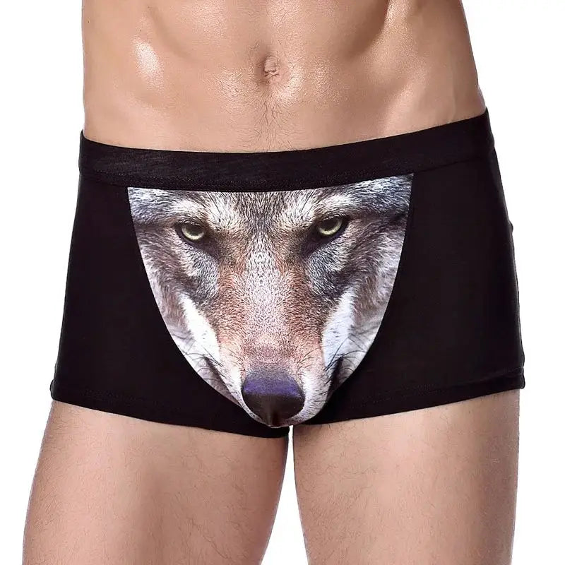 Boxer Men Underpants Modal Men's Wolf Eagle Panties Cartoon Animal Funny Hombre U Pouch Bulge Underwear Men Lingerie Gift