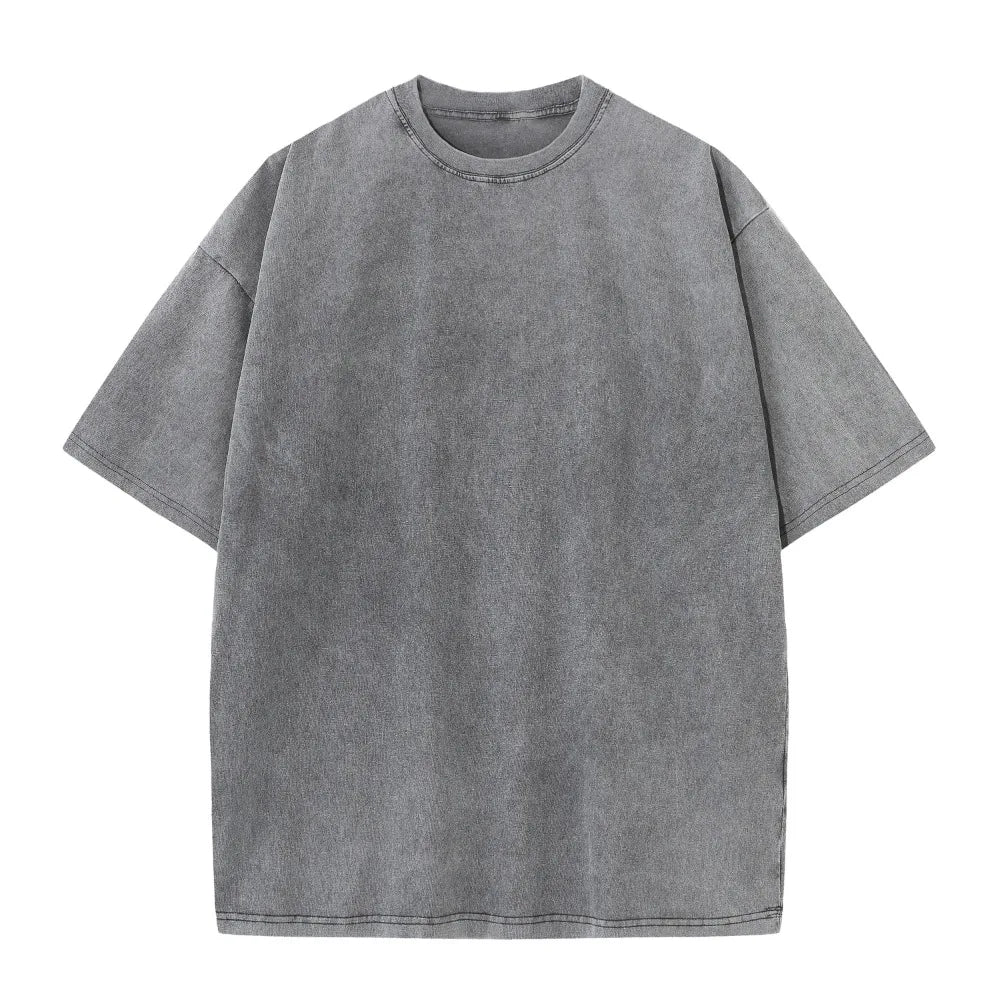 230G Cotton American Large Size T Shirts Men Summer Vintage Clothes Washed Tees Casual Short Sleeve Basic Male Tops - Live Store 4U