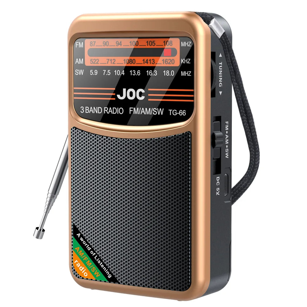 Portable Pocket Radio AM/FM/SW 3-Band Mini Portable Radio For Running Walking,Support Earphone Rechargeable Radio FM Receiver